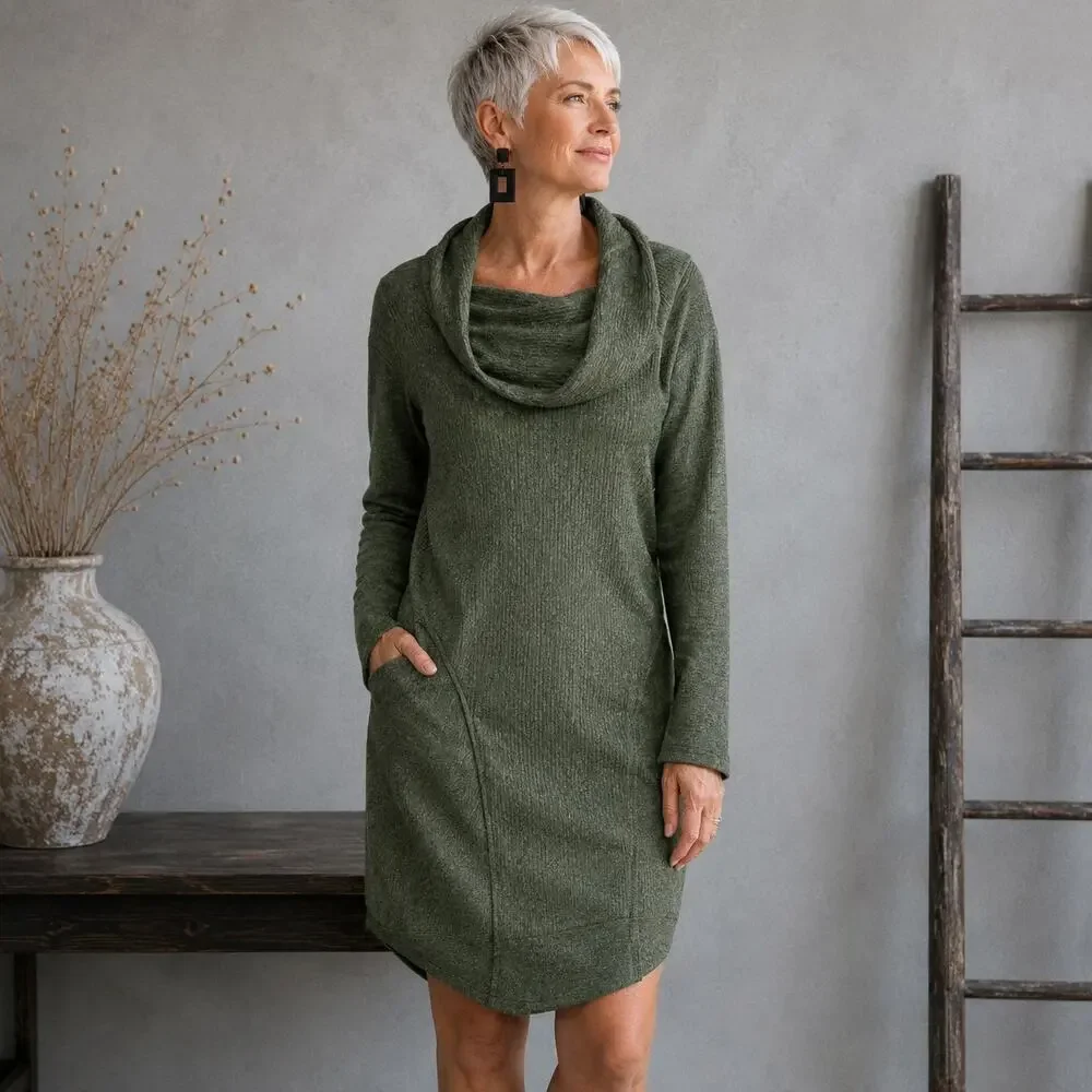 Lululemon Olive Along the Way Cowl neck Dress Small